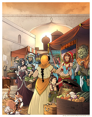 Artwork of the Spice Bazaar.